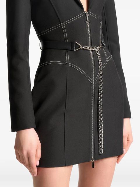 Manière De Voir contrast-stitch chain-detail blazer dress - Black