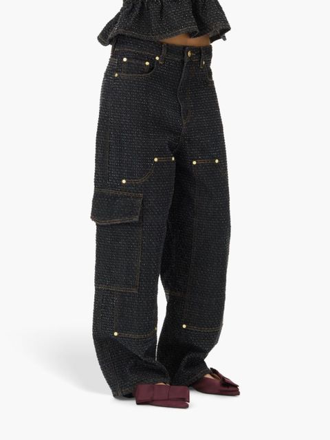 GANNI Fluffy wide-leg jeans - Black