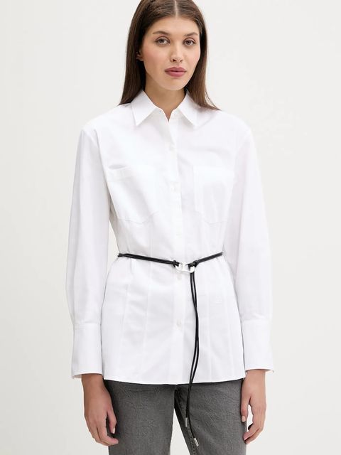 HUGO koszula bawełniana damska kolor biały regular z kołnierzykiem klasycznym 50543364 - zdjęcie produktu nr 1