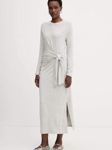 BOSS Orange sukienka kolor szary maxi prosta 50547821