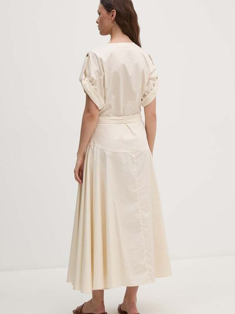 Sandro Ferrone sukienka bawełniana kolor beżowy maxi rozkloszowana SFS31XBDSALE