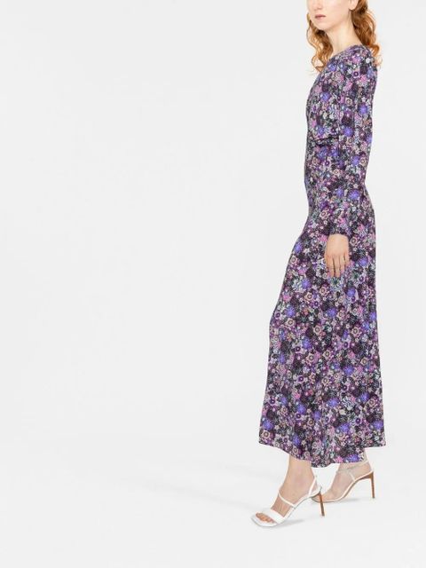 ISABEL MARANT floral-print long-sleeve maxi dress - Purple