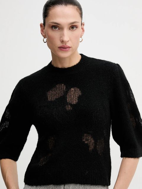 United Colors of Benetton sweter z dodatkiem wełny damski kolor czarny lekki 18L4E10EV