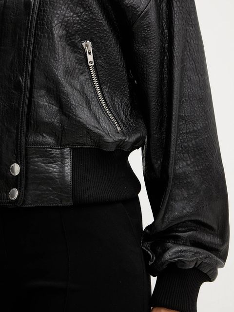 Stand Studio kurtka skórzana Ciara kolor czarny przejściowa oversize 66526-7970