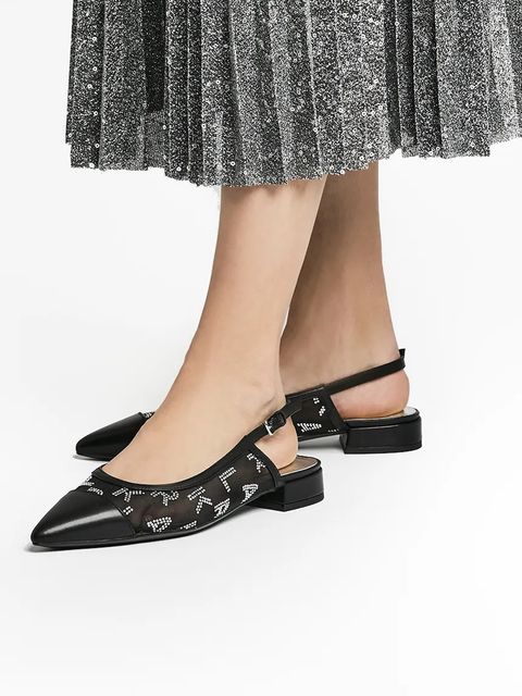 Karl Lagerfeld baleriny KERRIE kolor czarny z odkrytą piętą KL40153