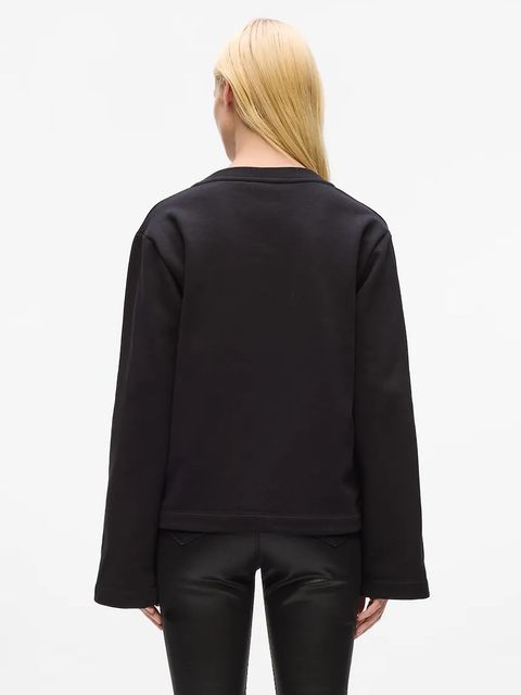 Karl Lagerfeld bluza z bawełną damskie kolor czarny z aplikacją A4W20040 - zdjęcie produktu nr 2