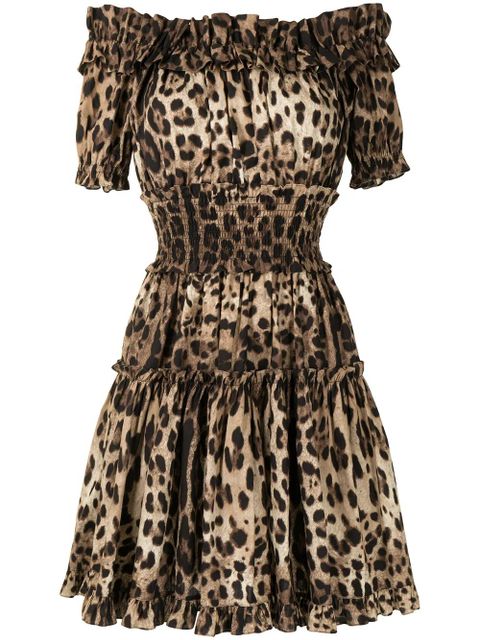 Dolce & Gabbana leopard-print short dress - Brown - zdjęcie produktu nr 1