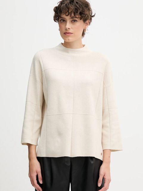 Joseph Ribkoff sweter damski kolor beżowy lekki z półgolfem 261981