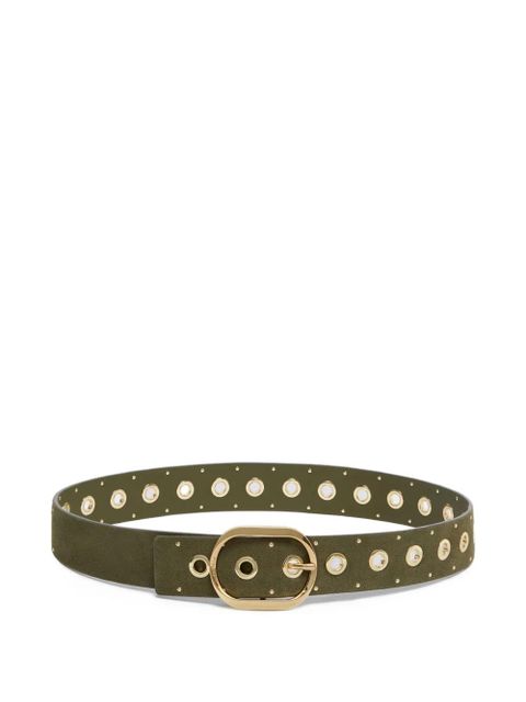 PINKO eyeletted buckled leather belt - Green - zdjęcie produktu nr 1