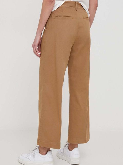 Polo Ralph Lauren spodnie damskie kolor beżowy szerokie high waist