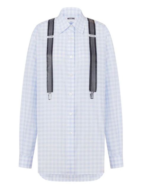 Moschino gingham-pattern long-sleeve shirt - Blue - zdjęcie produktu nr 1