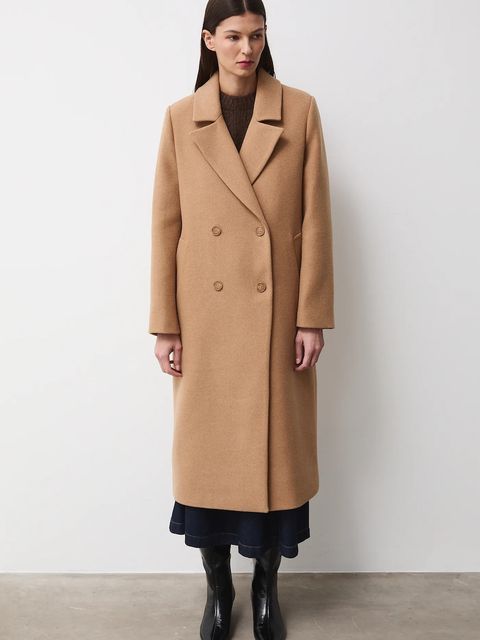 Medicine płaszcz z domieszką wełny damski kolor beżowy