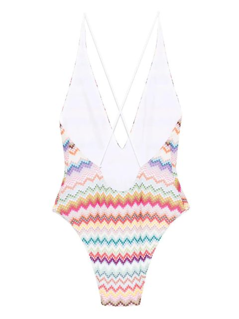 Missoni zigzag-pattern cross-back swimsuit - White - zdjęcie produktu nr 2