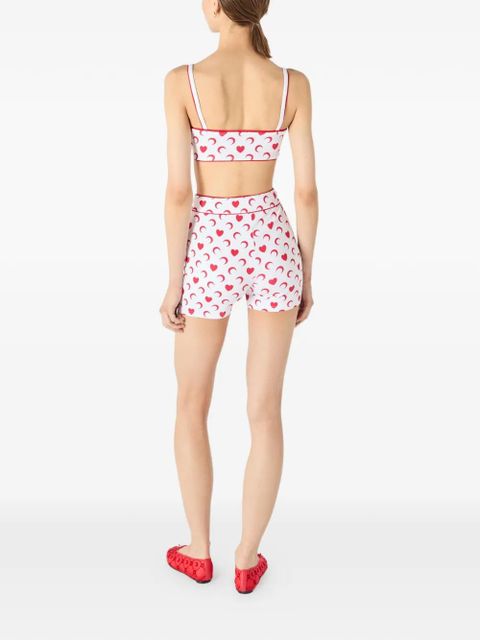 Marine Serre moon heart mini shorts - White
