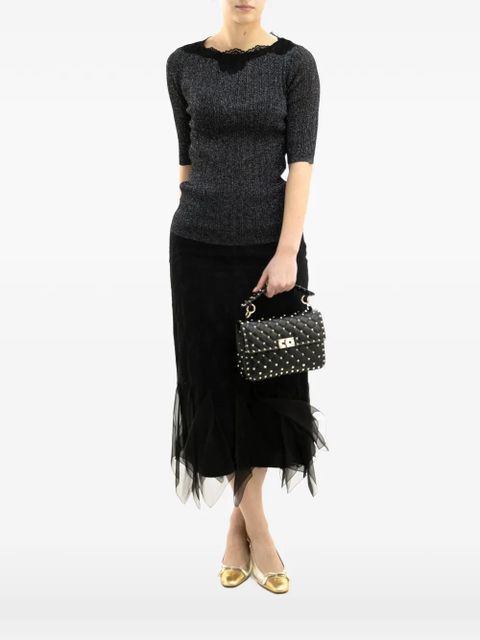 Valentino Garavani lace ribbed top - Black - zdjęcie produktu nr 2