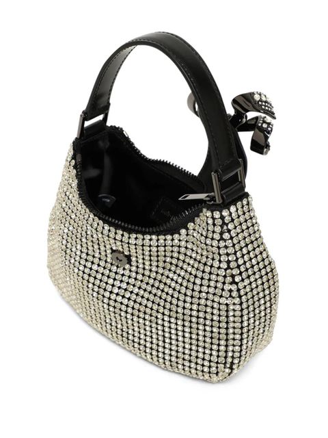 Self-Portrait crystal-embellished bow-detail tote bag - Silver