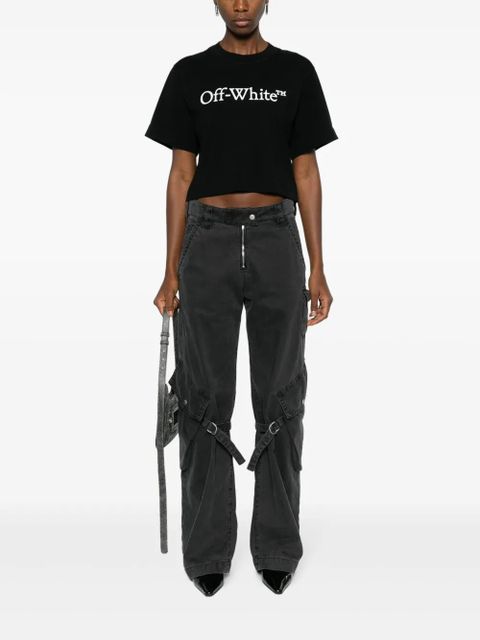 Off-White Bookish logo-print cropped T-shirt - Black - zdjęcie produktu nr 2
