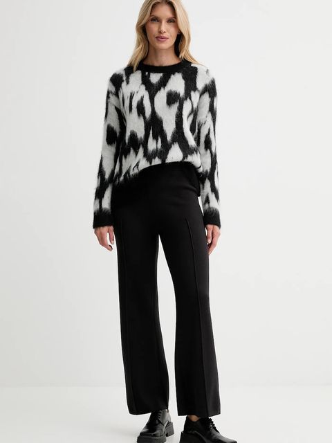 Calvin Klein spodnie damskie kolor czarny proste high waist LV044D368G