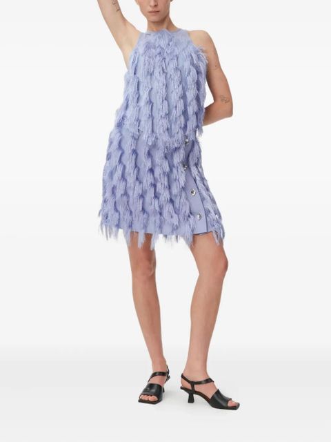 GANNI fringe mesh skirt - Purple