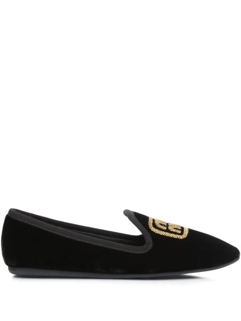 Miu Miu logo-embroidered slippers - Black