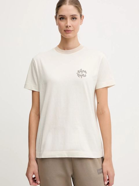 Napapijri t-shirt bawełniany S-Fedaia damski kolor beżowy NP0A88XON1J1 - zdjęcie produktu nr 1