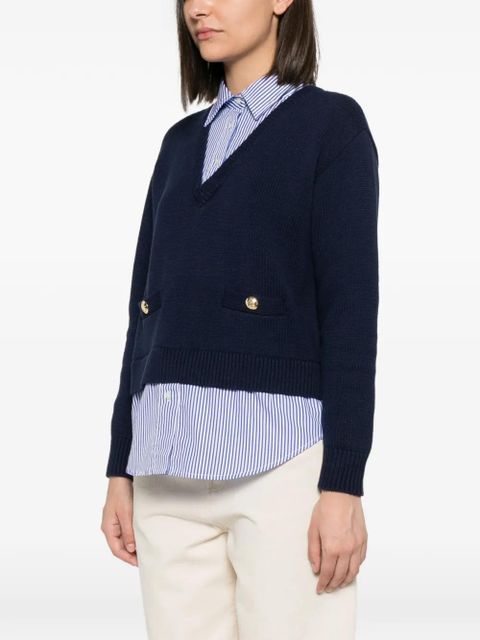 Lauren Ralph Lauren layered-effect button-detail sweater - Blue