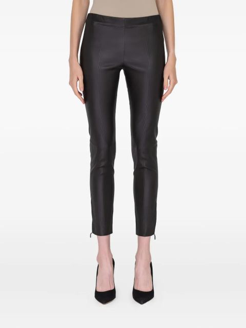 Ferragamo zip-detail leather trousers - Black - zdjęcie produktu nr 1