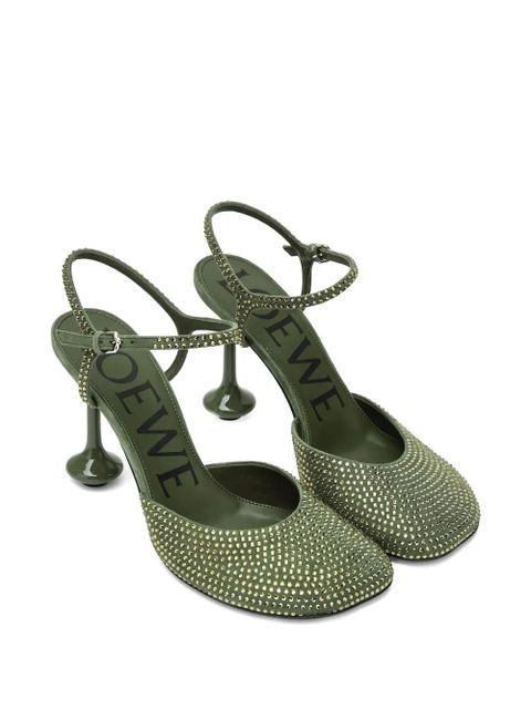 LOEWE 90mm Toy crystal-embellished pumps - Green - zdjęcie produktu nr 2