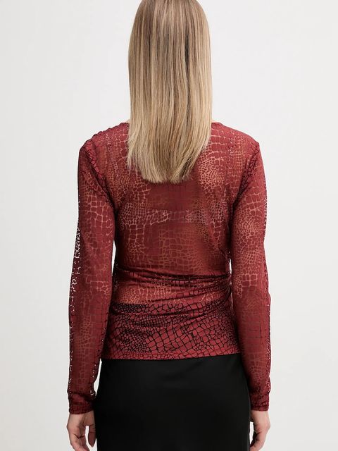 Sisley bluzka damska kolor bordowy wzorzysta 3NDXL401A - zdjęcie produktu nr 2