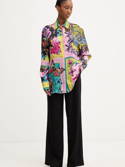 Versace Jeans Couture koszula damska kolor różowy regular z kołnierzykiem klasycznym 79HAL2P4 NS705