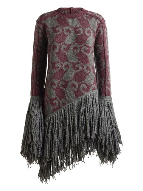 ETRO knitted-jacquard fringe mini dress - Grey - zdjęcie produktu nr 1