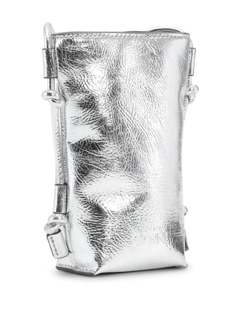 GANNI Bou metallic cross body bag - Silver