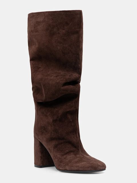 Answear.LAB kozaki zamszowe kolor brązowy na słupku - zdjęcie produktu nr 2