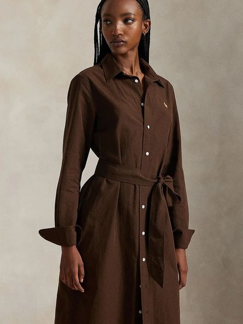 Polo Ralph Lauren sukienka z dodatkiem lnu