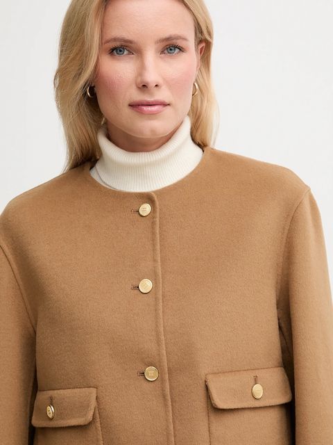 Tommy Hilfiger kurtka z wełną kolor brązowy WW0WW47446