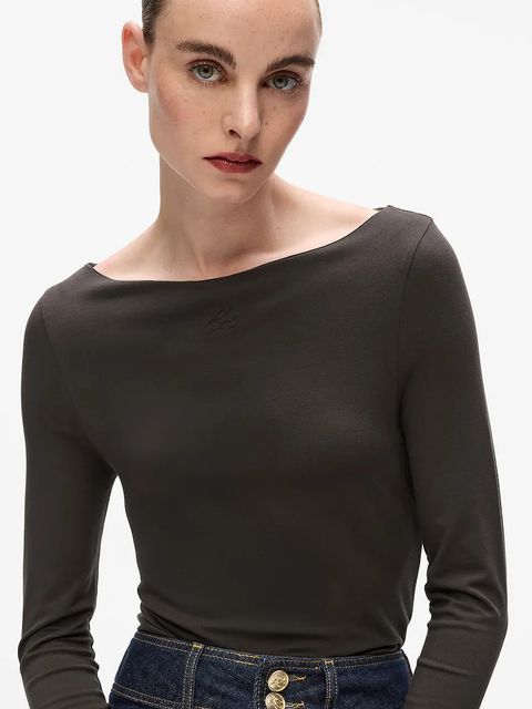 Karl Lagerfeld longsleeve kolor brązowy A4W17045