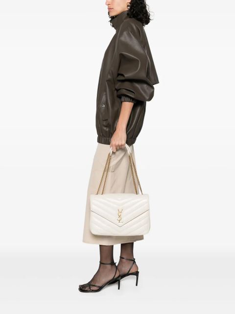 Saint Laurent large LouLou leather shoulder bag - Neutrals