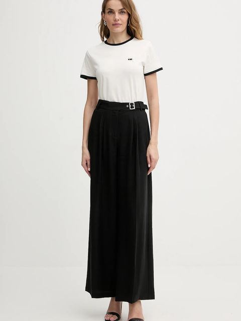 Karl Lagerfeld t-shirt bawełniany IKON damski kolor beżowy A3W17078