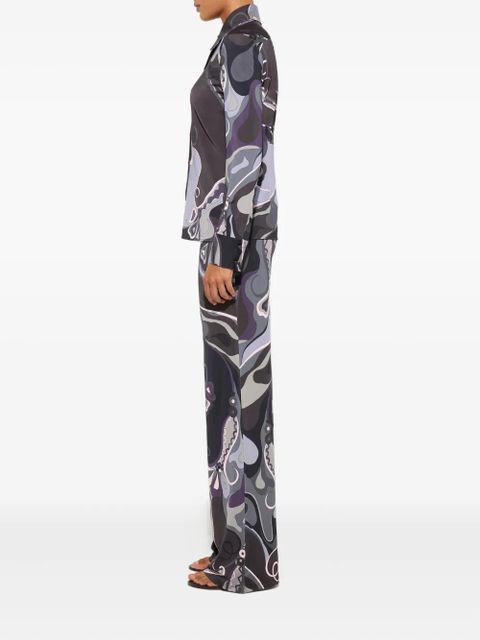 PUCCI orchidee print satin shirt - Black