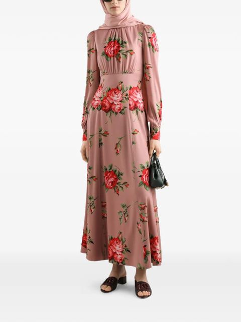 Dolce & Gabbana floral-print long-sleeve midi dress - Pink - zdjęcie produktu nr 2