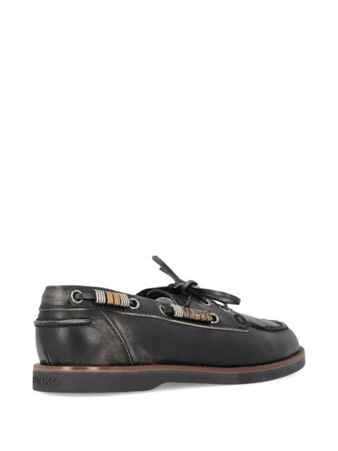 PINKO leather lace-up loafers - Black