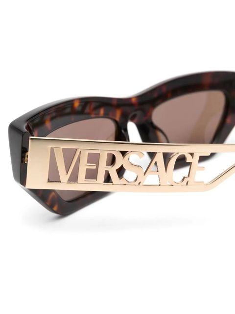 Versace Eyewear logo cut-out cat eye sunglasses - Brown