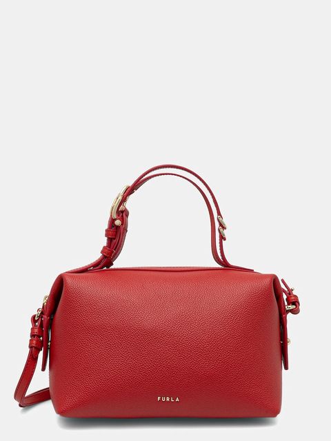 Furla torebka skórzana Double Mini Boston Bag kolor czerwony WE00870 BX3036 4484S - zdjęcie produktu nr 1
