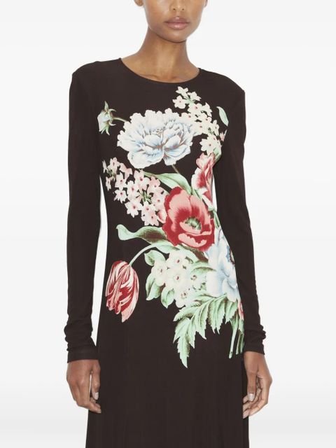 Tory Burch printed jersey midi dress - Brown