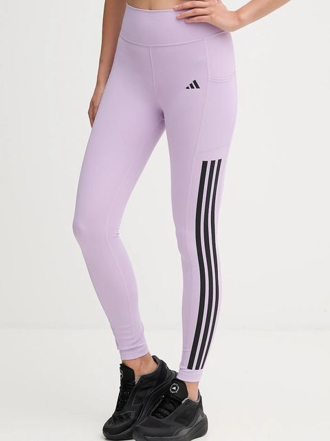 adidas Performance legginsy treningowe Optime 3-Stripes damskie kolor fioletowy wzorzyste JX7323 - zdjęcie produktu nr 1