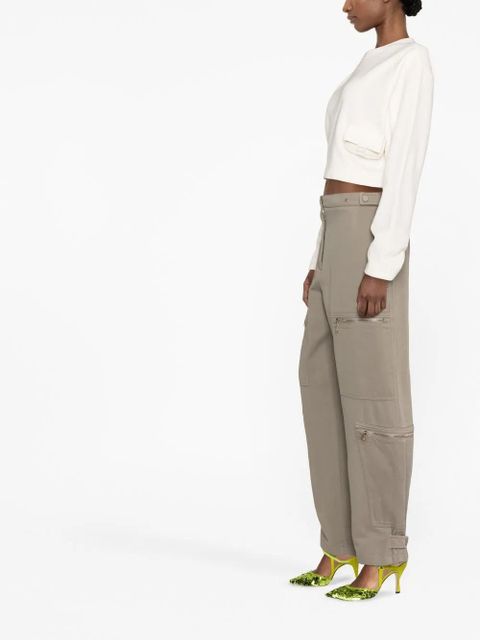 FENDI zip-detail straight-leg trousers - Green