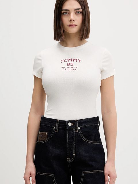 Tommy Jeans t-shirt damski kolor beżowy DW0DW21849 - zdjęcie produktu nr 1