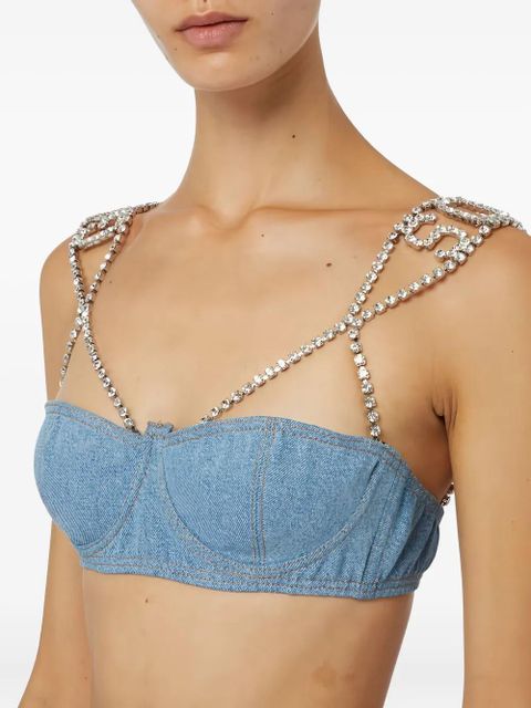 GCDS bling denim top - Blue