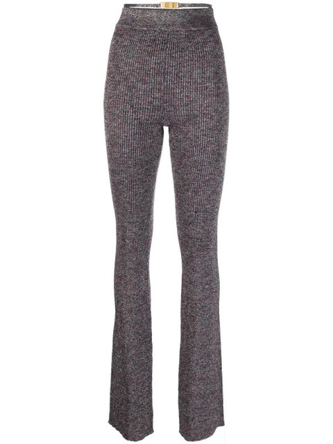 GCDS lurex-detailing flared knitted trousers - Purple - zdjęcie produktu nr 1