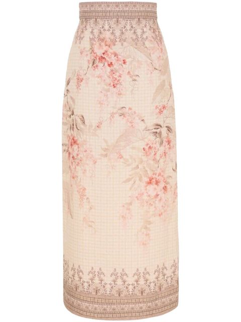 ZIMMERMANN Illuminate pencil midi skirt - Neutrals - zdjęcie produktu nr 1